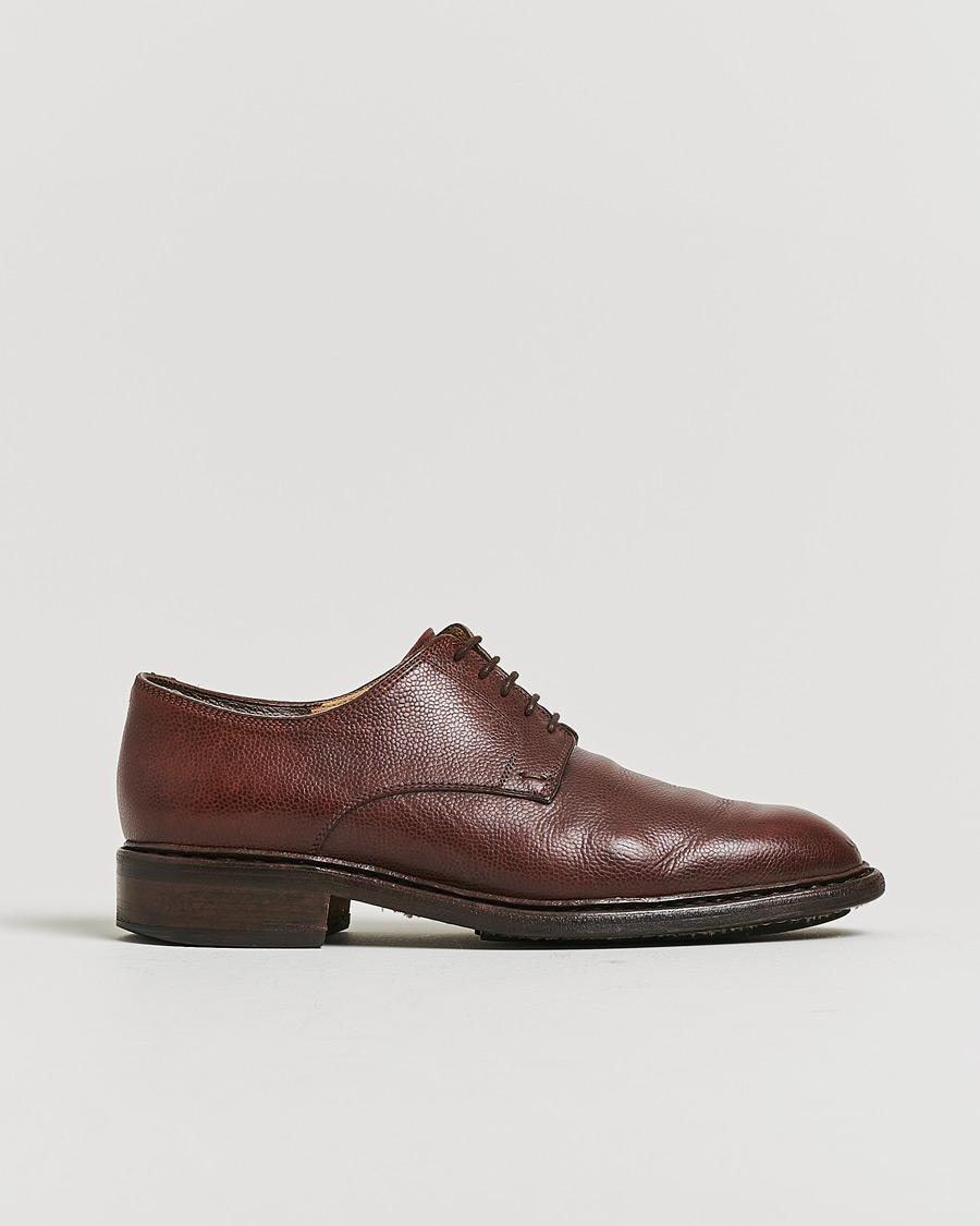 Uomini | Paraboot Grained Leather Derby Dark Brown UK8 - EU42 | Pre-owned | Paraboot Grained Leather Derby Dark Brown UK8 - EU42