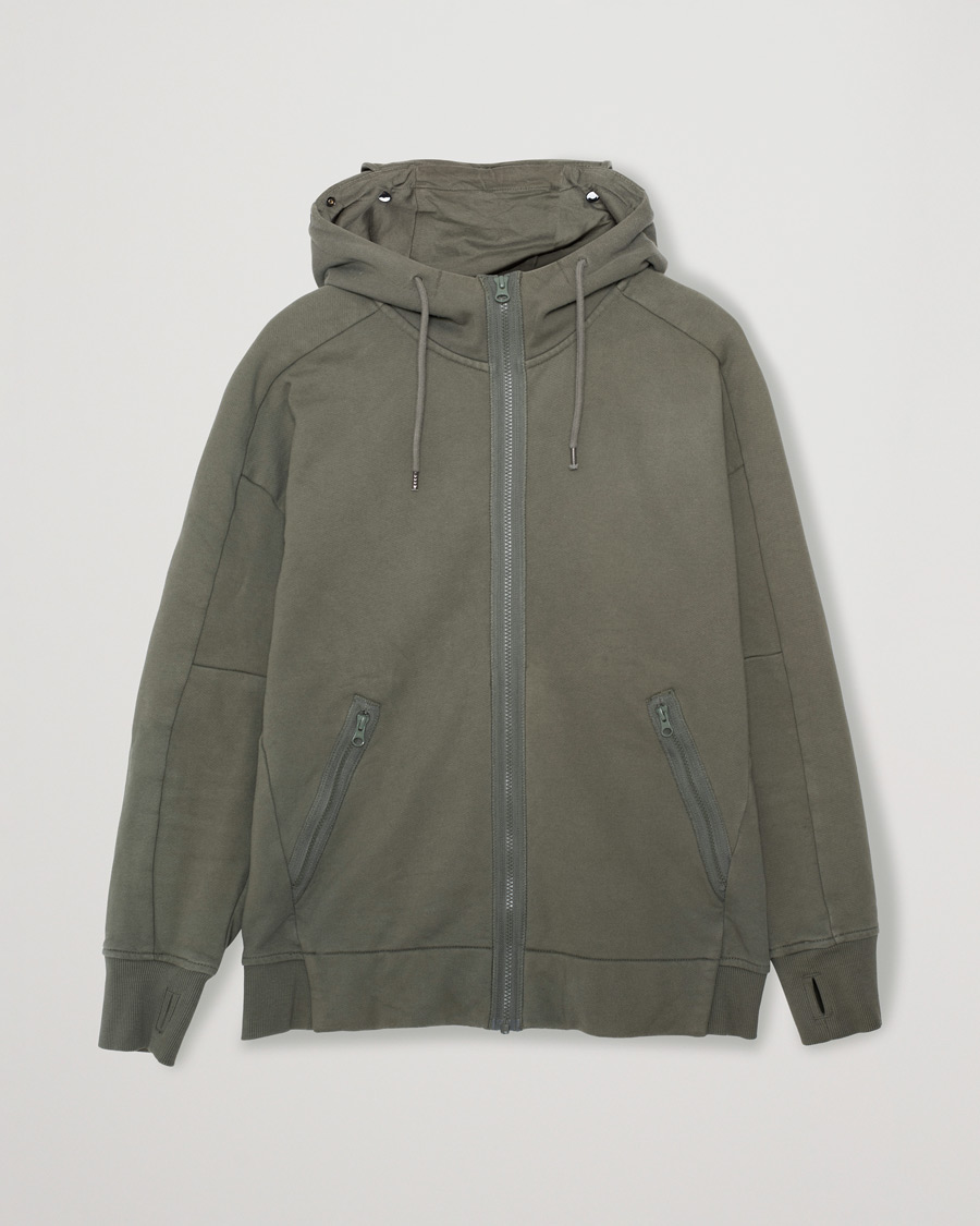 Uomini | Maglieria | Pre-owned | C.P. Company Diagonal Raised Fleece Full Zip Goggle Hoodie Green