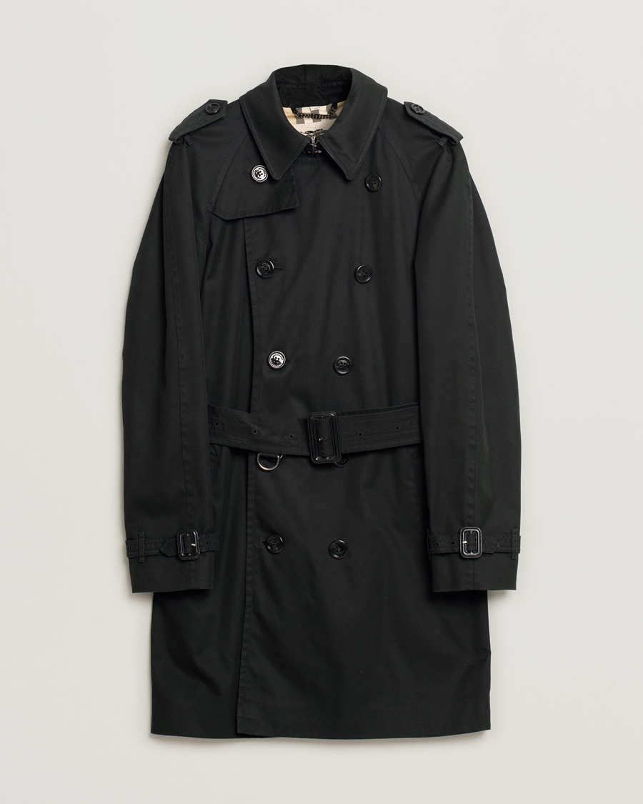 Uomini | Burberry Mid-length Kensington Trench Black 50 | Pre-owned | Burberry Mid-length Kensington Trench Black 50