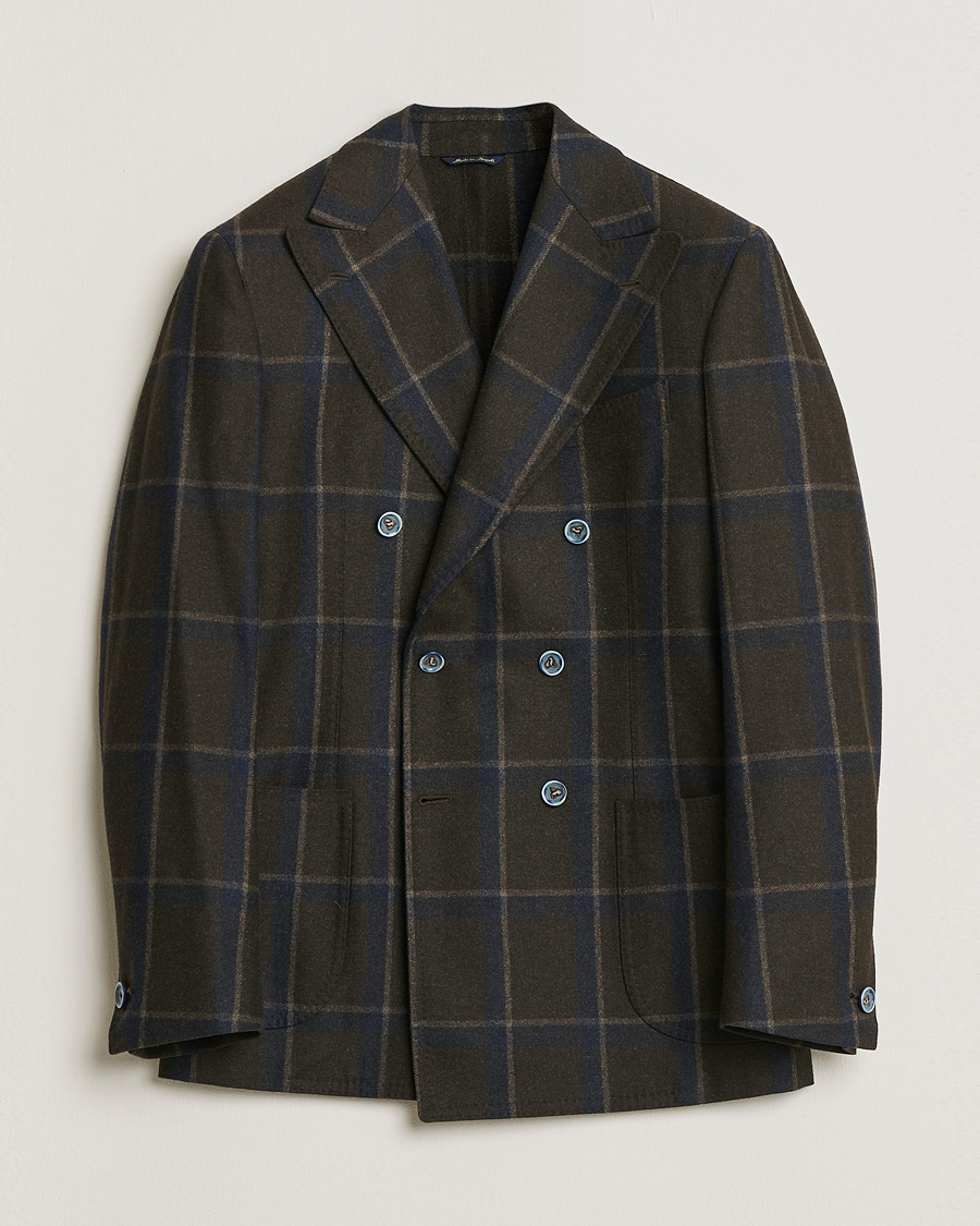 Uomini | Giacca da abito Pre-owned | Pre-owned | Gabo Napoli Checked Double Breasted Blazer Brown 48