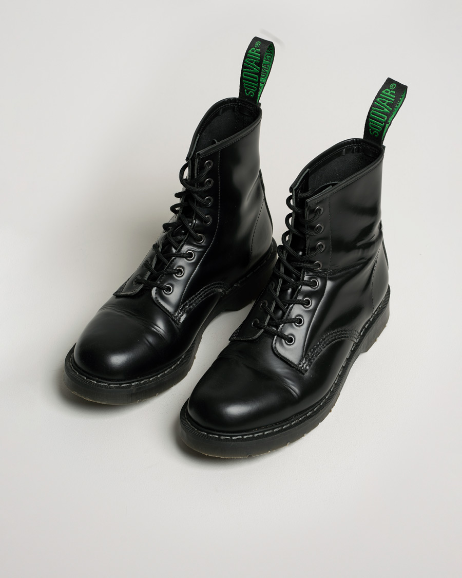 Uomini | Solovair 8 Eye Derby Boot Black Shine | Pre-owned | Solovair 8 Eye Derby Boot Black Shine