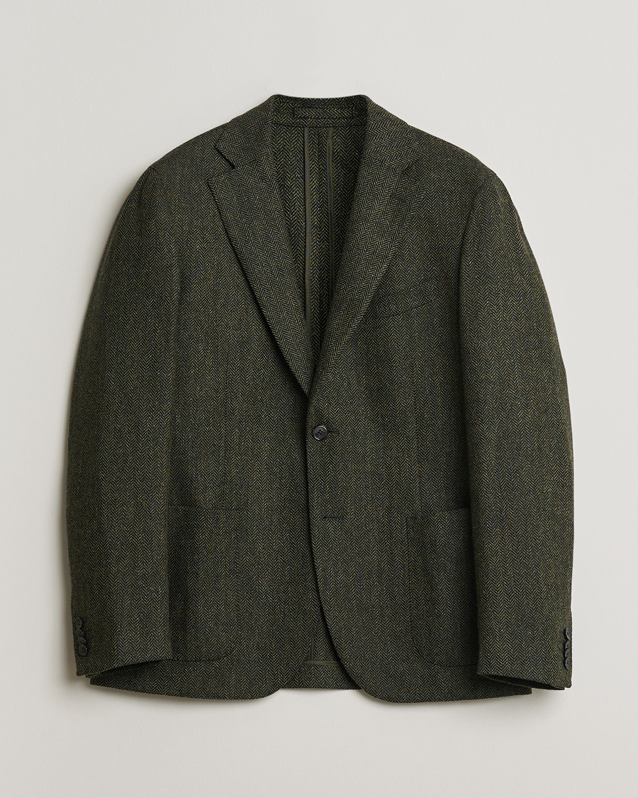 Uomini | Giacca da abito Pre-owned | Pre-owned | L.B.M. 1911 Herringbone Wool Blazer Green 52