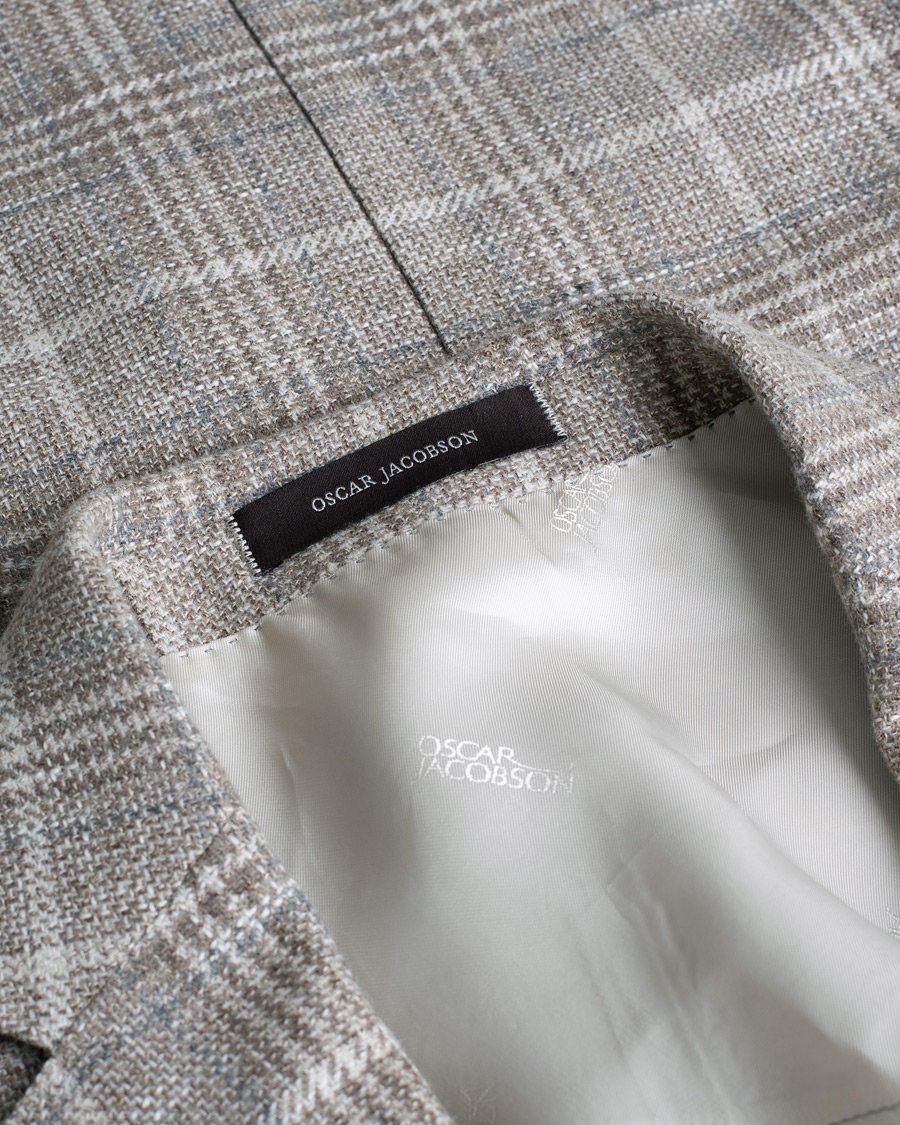 Uomini | Blazers | Pre-owned | Oscar Jacobson Ferry Soft Checked Wool Blazer Beige