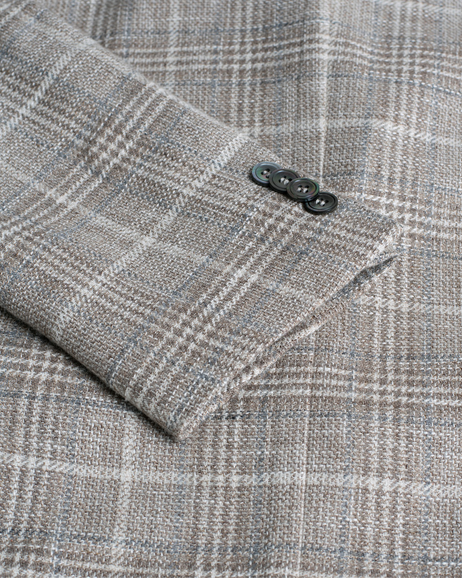 Uomini | Blazers | Pre-owned | Oscar Jacobson Ferry Soft Checked Wool Blazer Beige