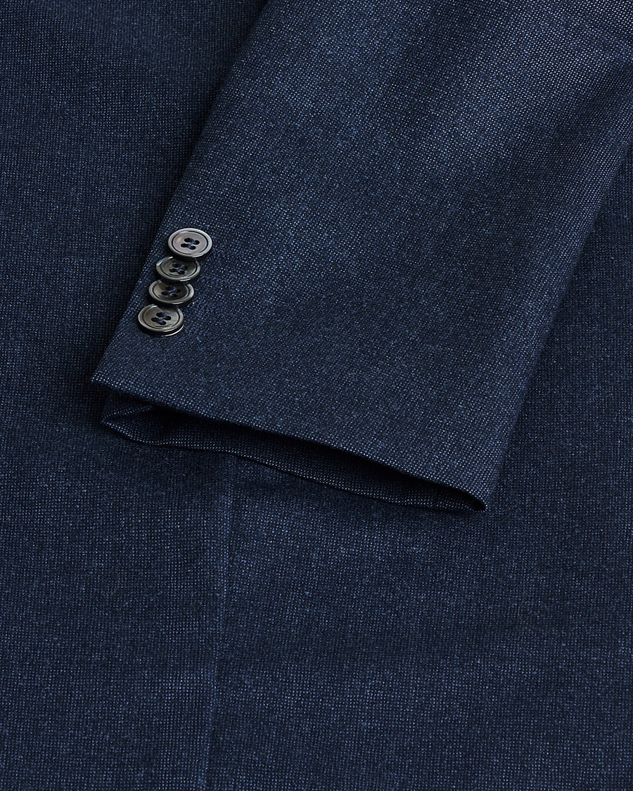 Uomini | Oscar Jacobson Einar Wool Flannel Blazer Blue Melange 46 | Pre-owned | Oscar Jacobson Einar Wool Flannel Blazer Blue Melange 46