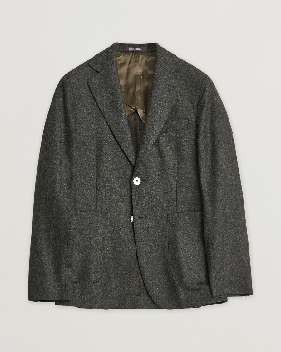 Uomini | Giacca da abito Pre-owned | Pre-owned | Oscar Jacobson Edgar Wool Flannel Blazer Brown 44