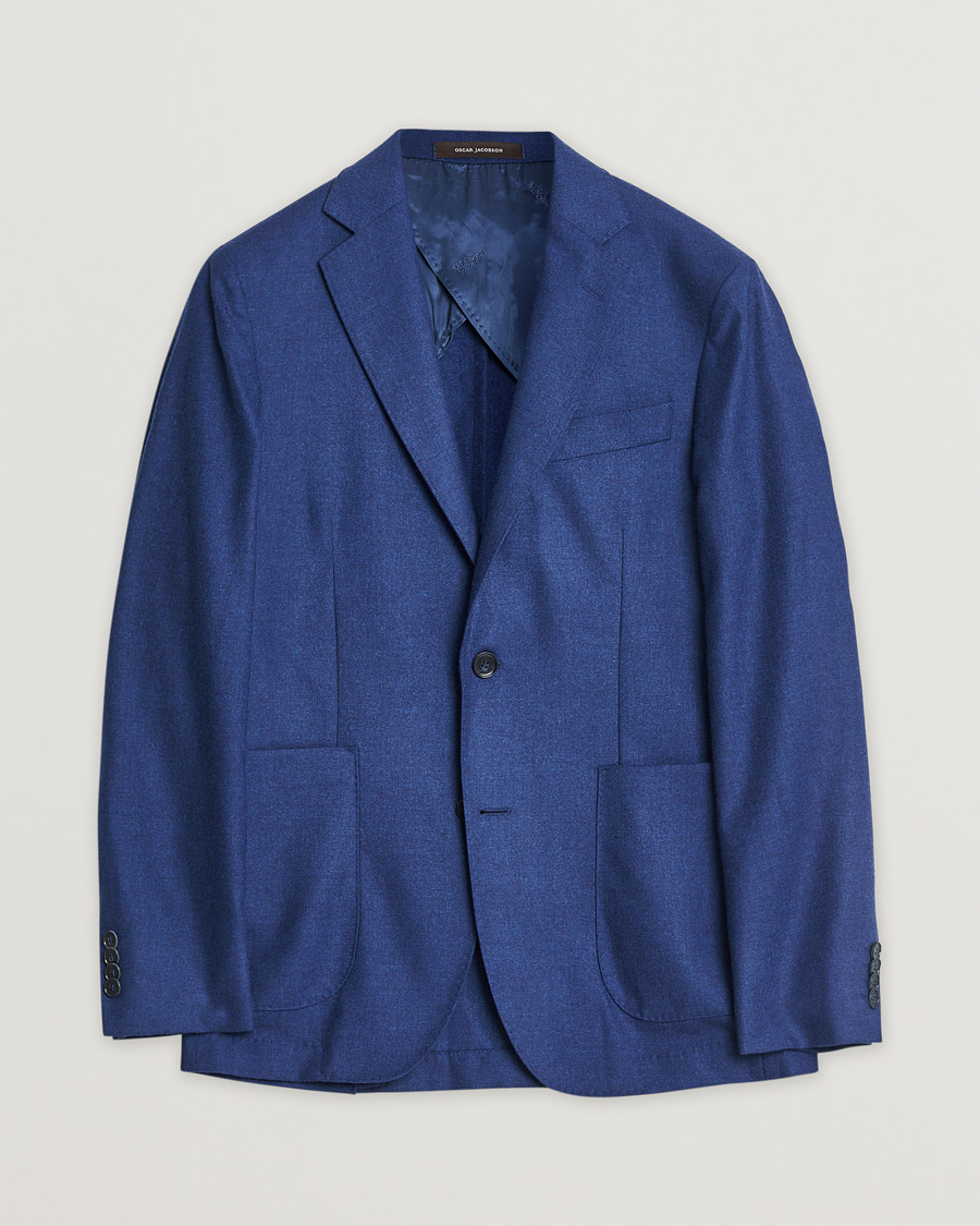 Uomini | Giacca da abito Pre-owned | Pre-owned | Oscar Jacobson Einar Cashmere Flannel Blazer Blue 44