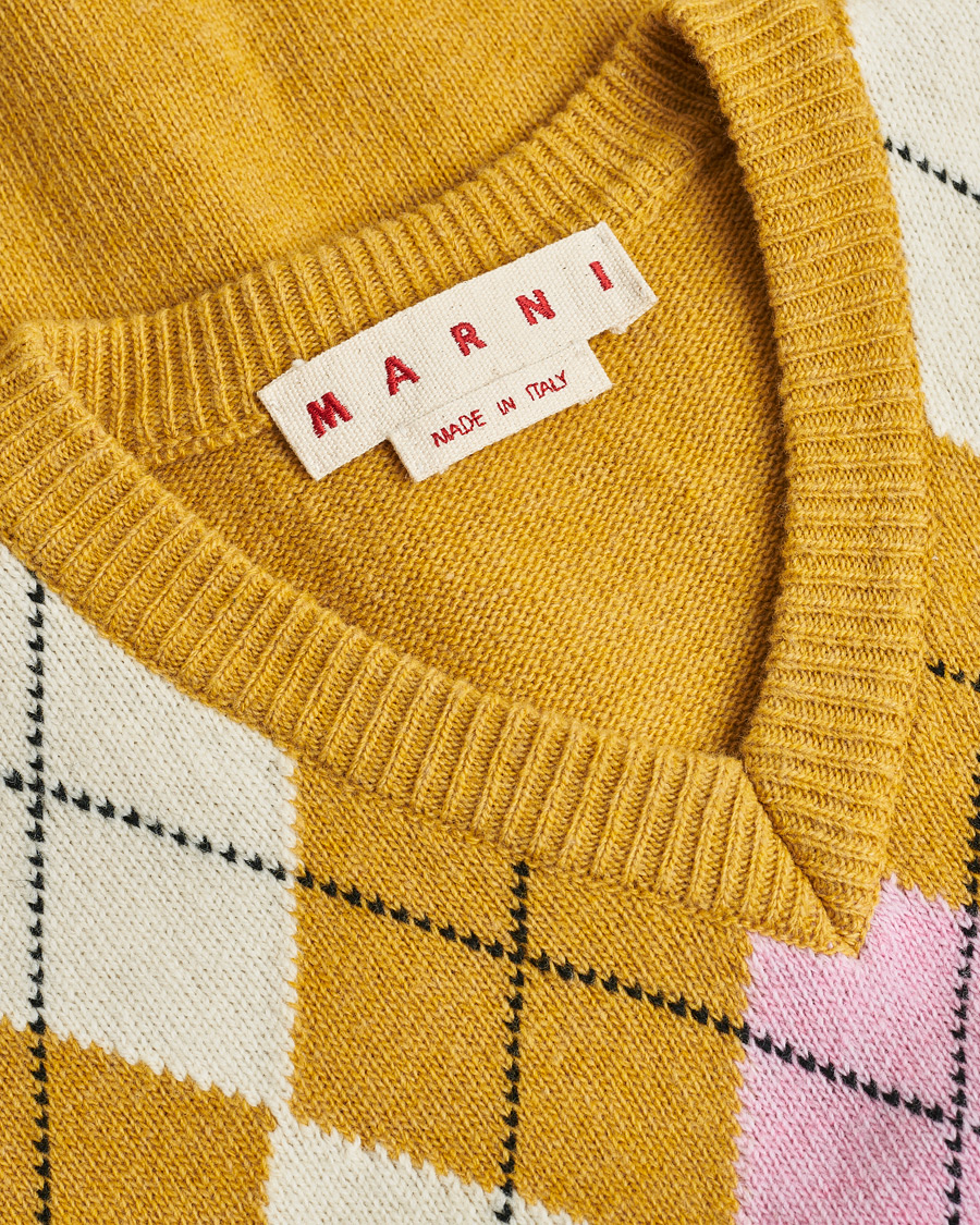 Uomini | Maglioni Pre-owned | Pre-owned | Marni Shetland Argyle Knit Vest White/Yellow 48ashmere Hoodie Beige S
