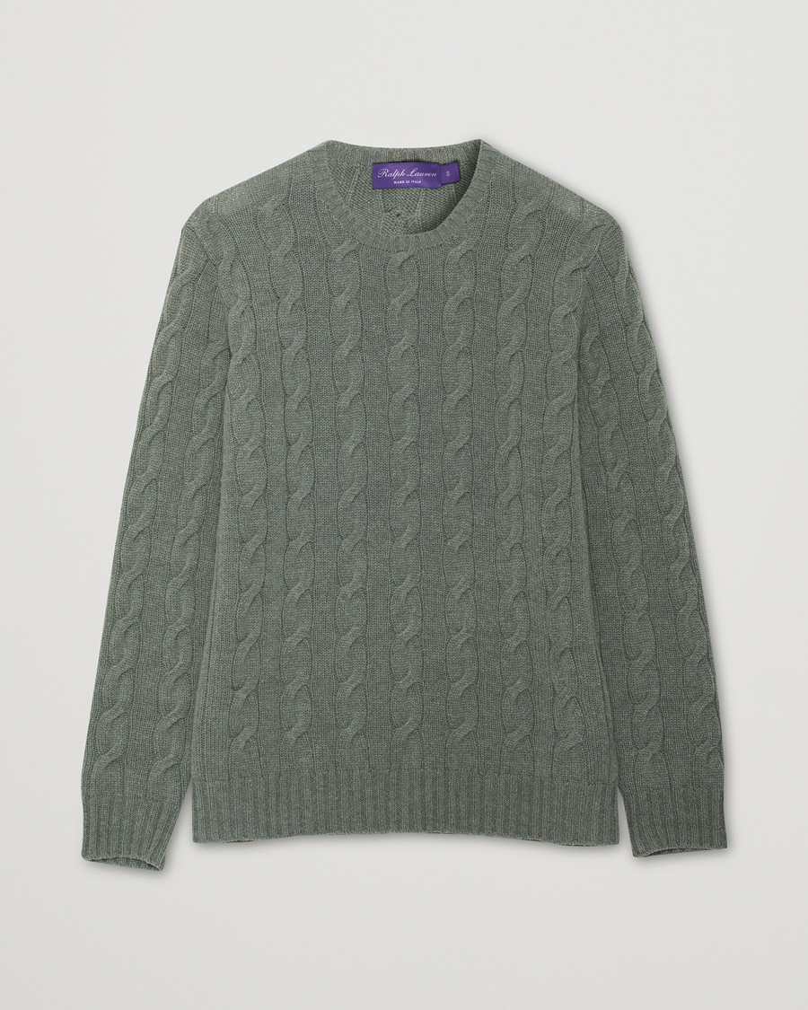 Uomini | Maglieria | Pre-owned | Ralph Lauren Purple Label Cashmere Cable Crew Neck Sweater Sea Spray