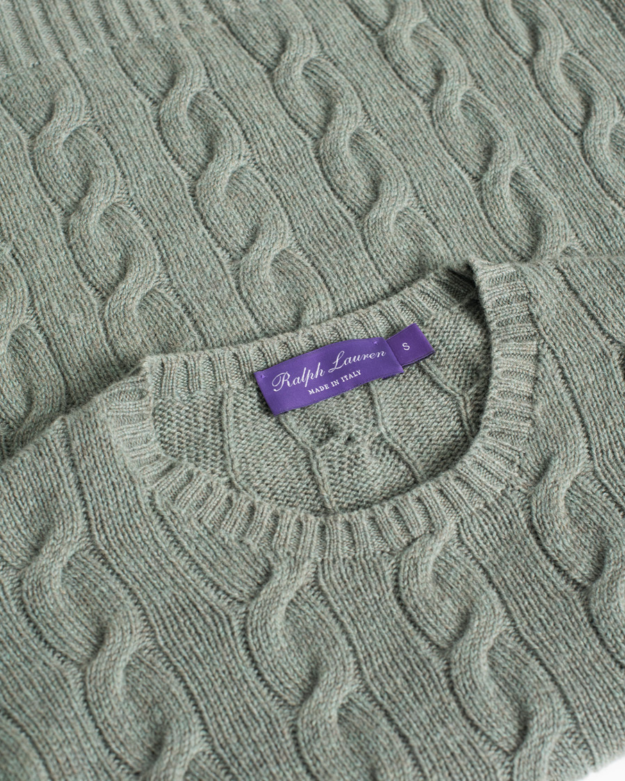 Uomini | Maglieria | Pre-owned | Ralph Lauren Purple Label Cashmere Cable Crew Neck Sweater Sea Spray