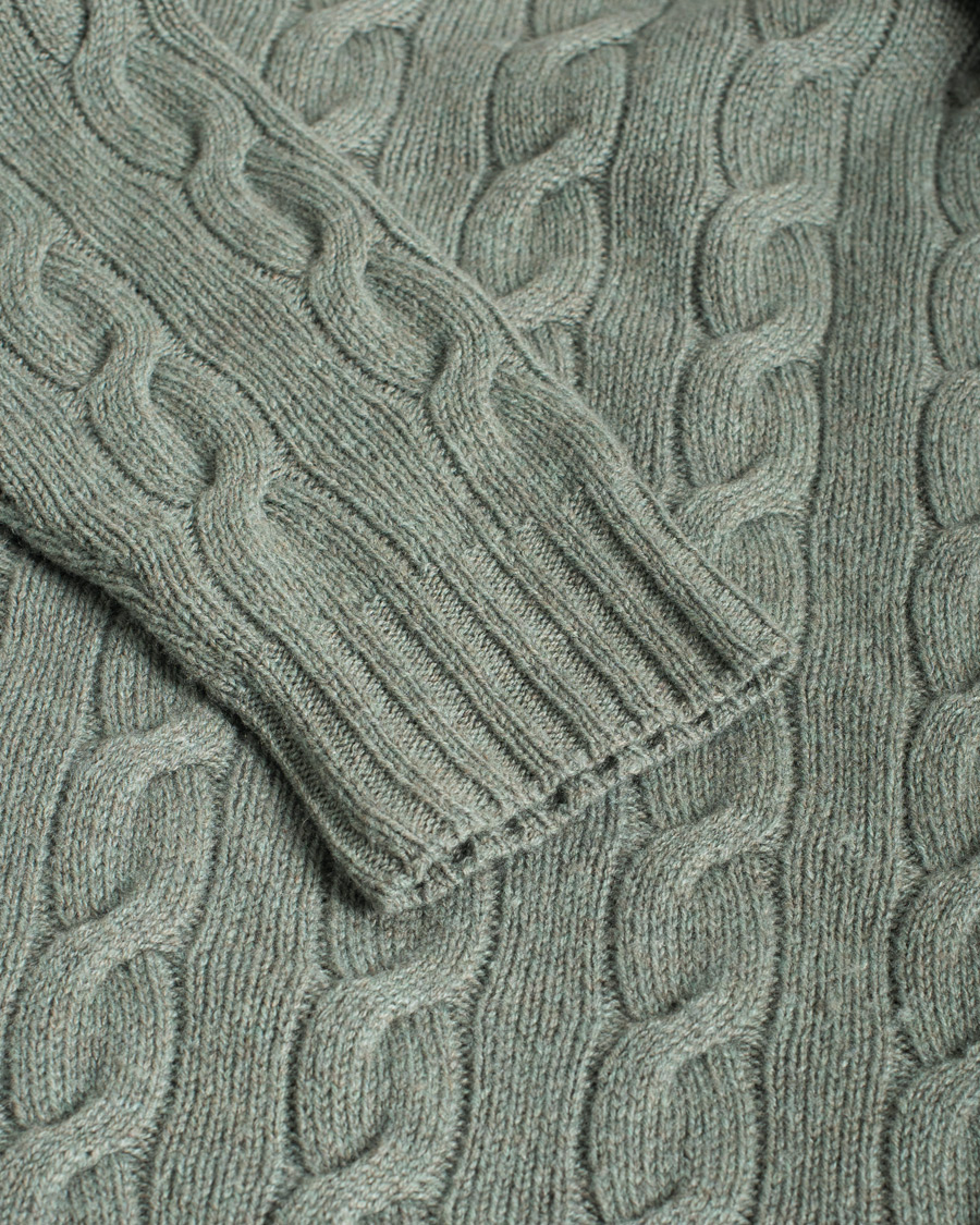 Uomini | Maglieria | Pre-owned | Ralph Lauren Purple Label Cashmere Cable Crew Neck Sweater Sea Spray