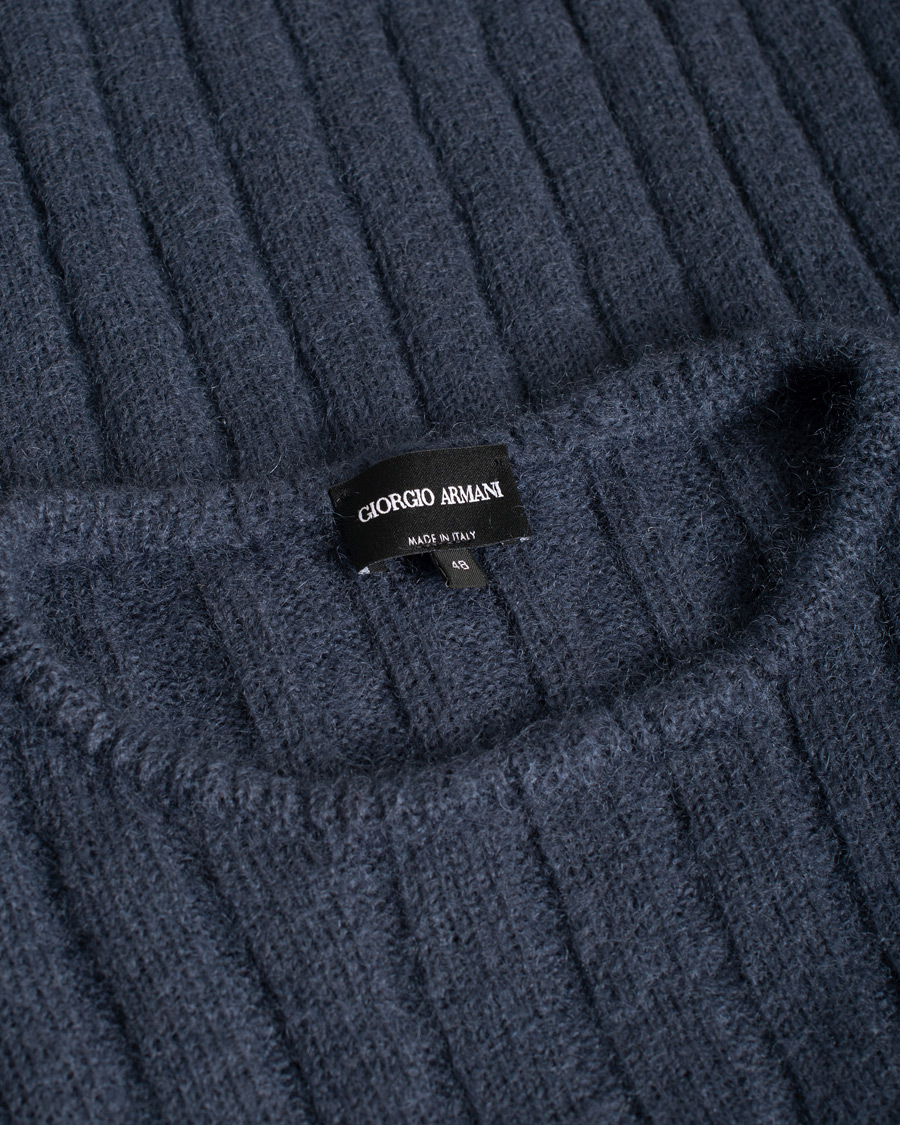 Uomini | Maglieria | Pre-owned | Giorgio Armani Rib Stitch Mohair Sweater Navy