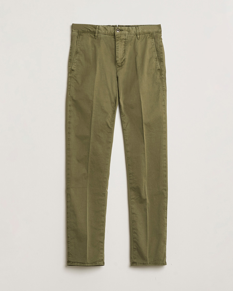 Uomini | Pantaloni Pre-owned | Pre-owned | Incotex Slim Fit Garment Dyed Slacks Olive W29