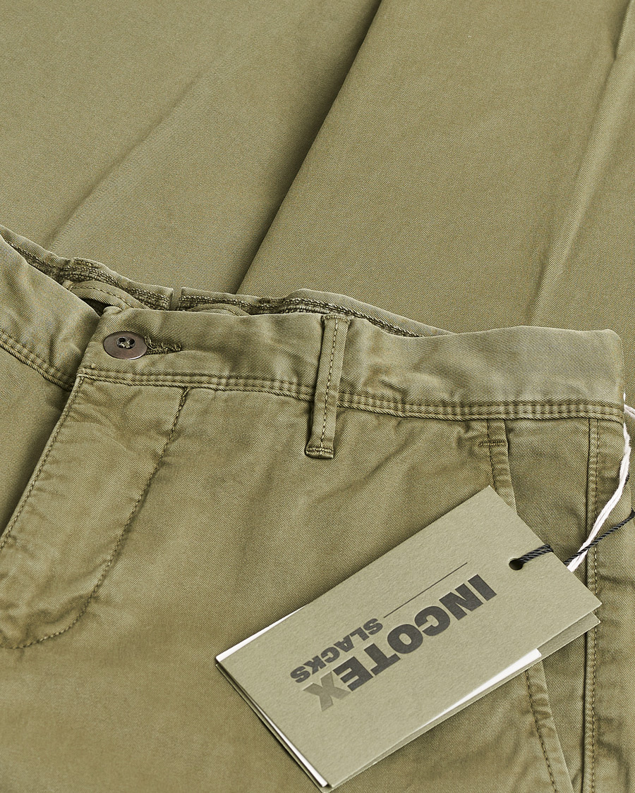 Uomini | Pantaloni Pre-owned | Pre-owned | Incotex Slim Fit Garment Dyed Slacks Olive W29