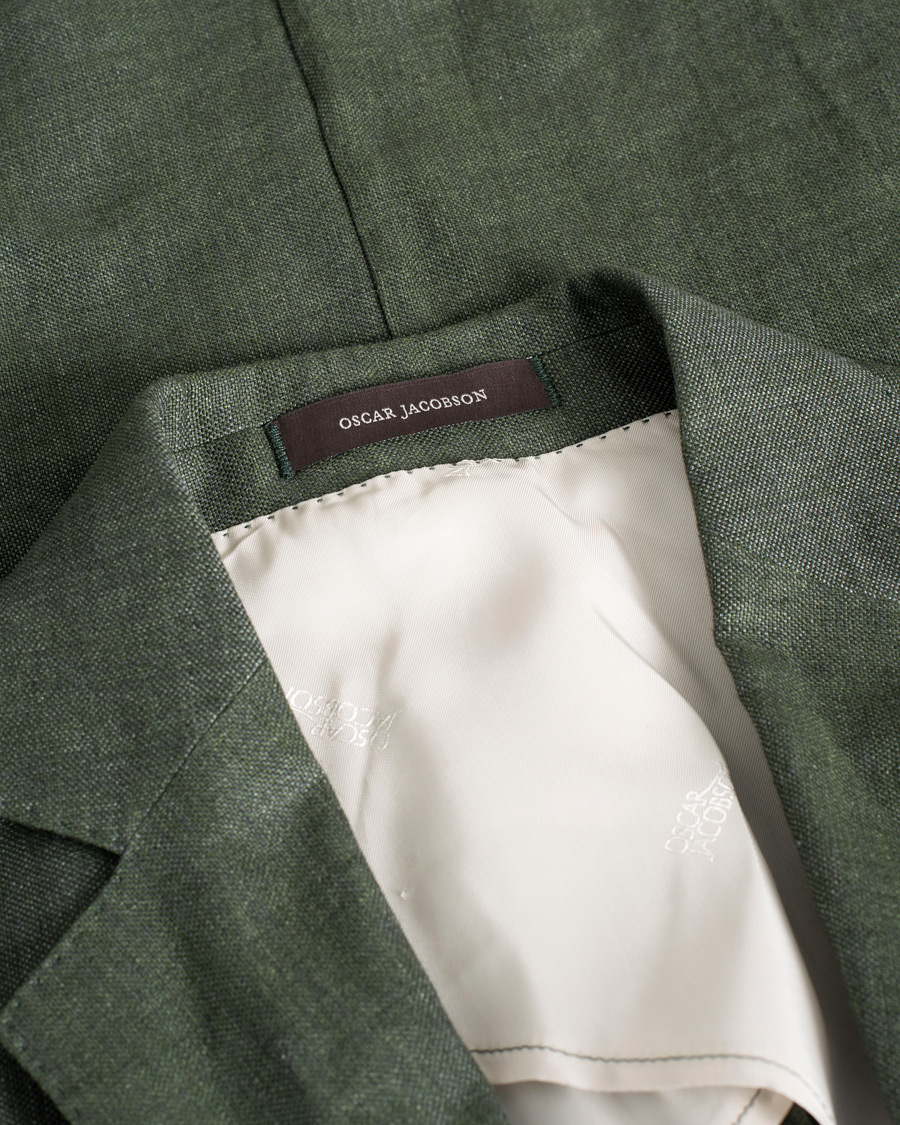 Uomini | Blazers | Pre-owned | Oscar Jacobson Ferry Linen Suit Green 50