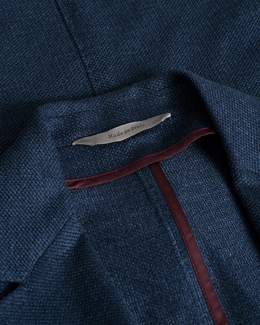 Uomini | Blazers | Pre-owned | Canali Linen/Cotton Jersey Blazer Dark Blue