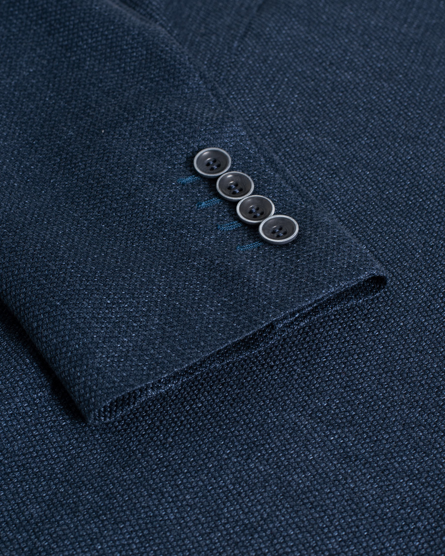 Uomini | Blazers | Pre-owned | Canali Linen/Cotton Jersey Blazer Dark Blue