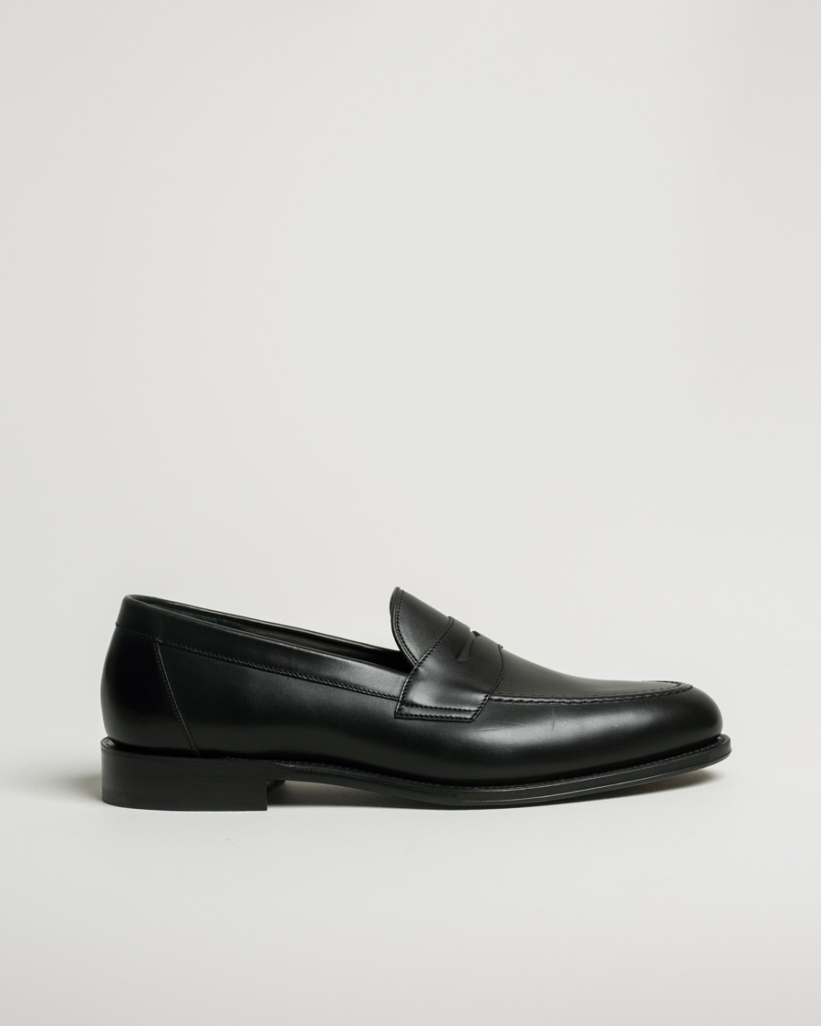 Uomini | Loake 1880 Hornbeam Eco Penny Loafer Black | Pre-owned | Loake 1880 Hornbeam Eco Penny Loafer Black