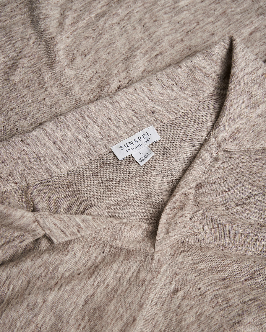Uomini | Polo | Pre-owned | Sunspel Linen Polo Shirt Oatmeal Melange