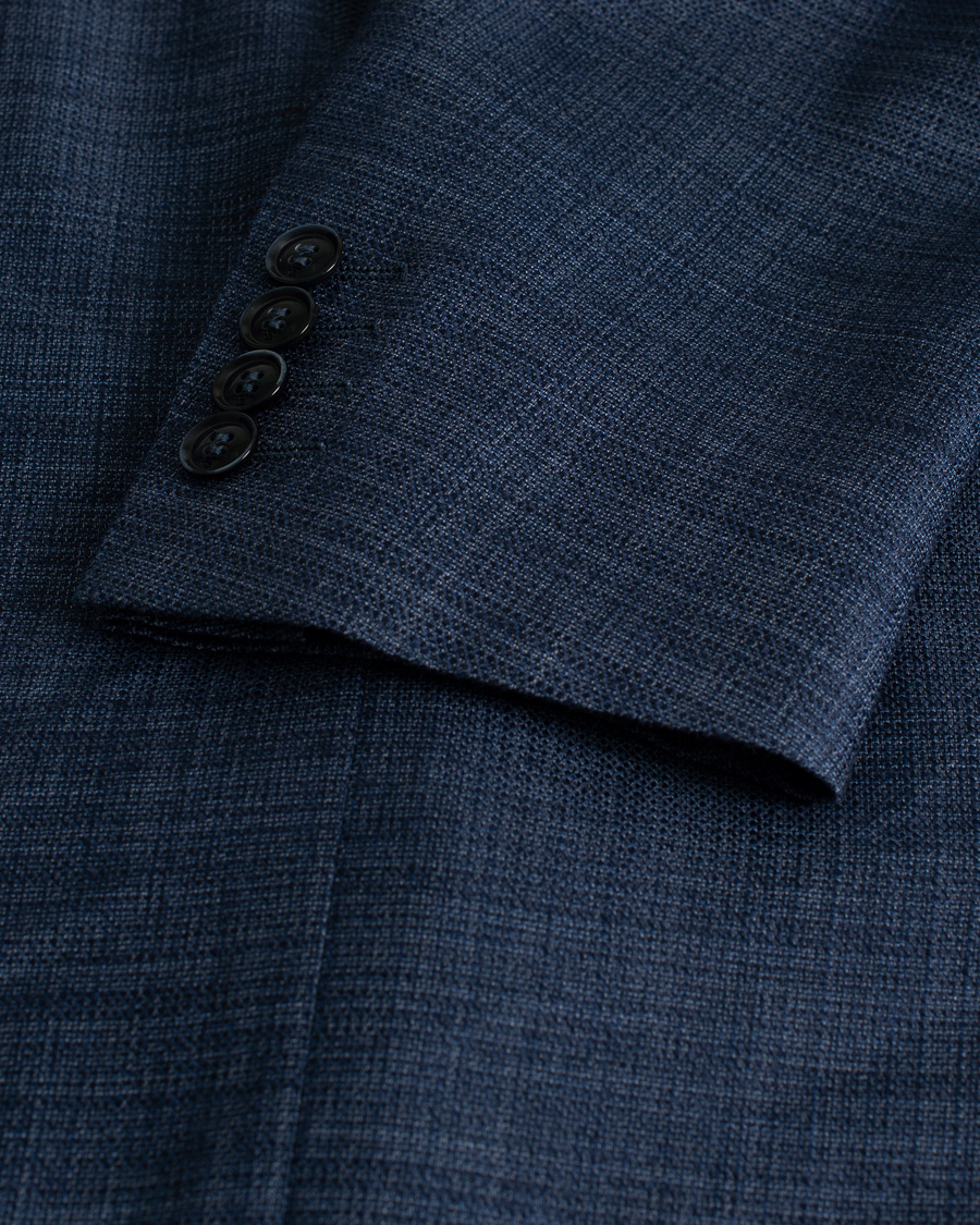 Uomini | Blazers | Pre-owned | Canali Wool Silk & Linen Blazer Blue Melange 50