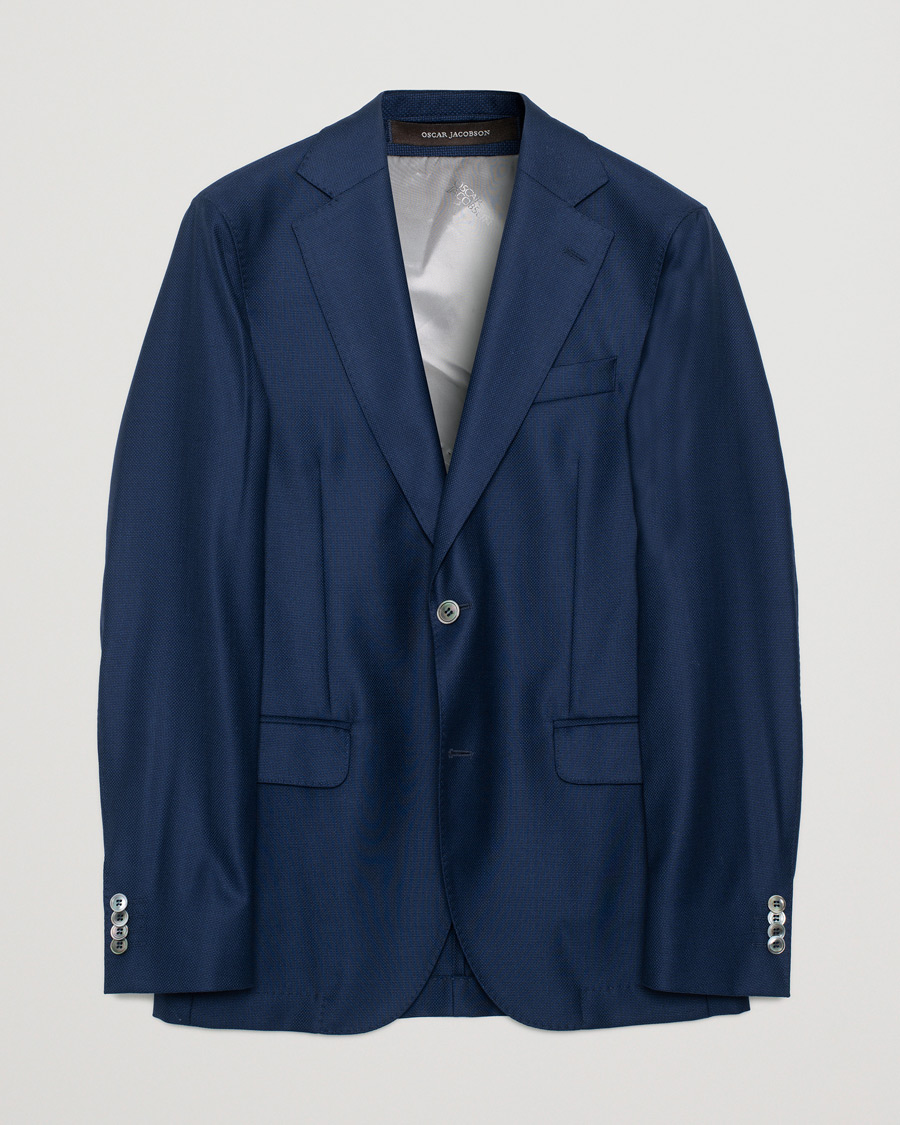 Uomini | Blazers | Pre-owned | Oscar Jacobson Egel Hopsack Wool Blazer Blue 48
