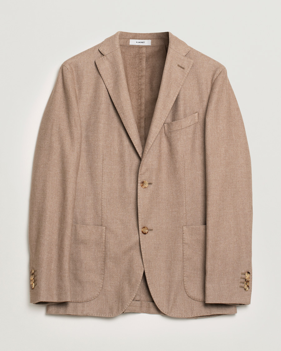 Uomini | Blazers | Pre-owned | Boglioli K Jacket Cashmere Flannel Blazer Taupe 48