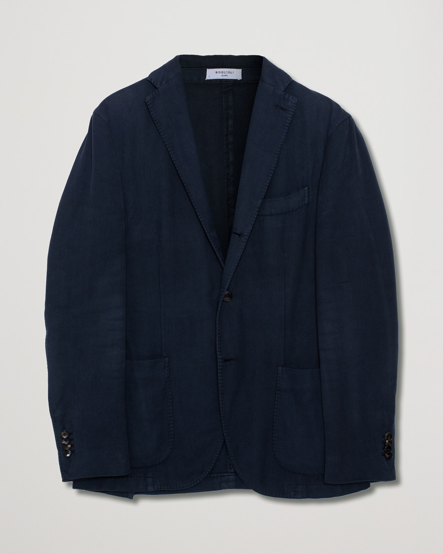 Uomini | Blazers | Pre-owned | K Jacket Herringbone Blazer Navy 48