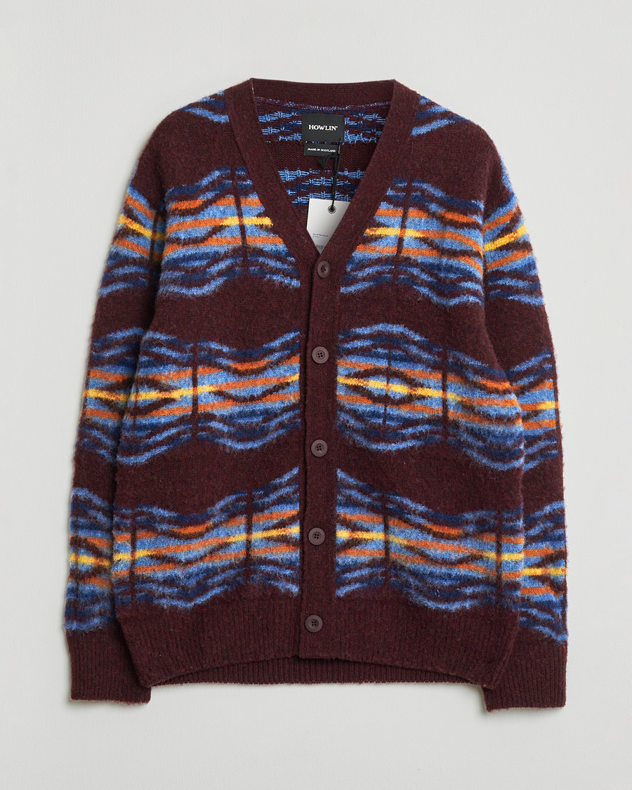 Uomini | Maglioni Pre-owned | Pre-owned | Howlin' Brushed Wool Pattern Cardigan Bordeaux M