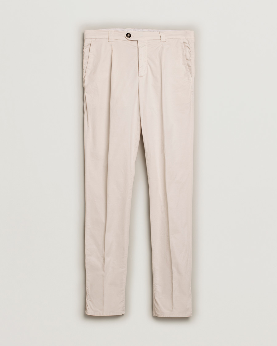 Uomini | Pantaloni | Pre-owned | Brunello Cucinelli Slim Fit Pleated Trousers Off White