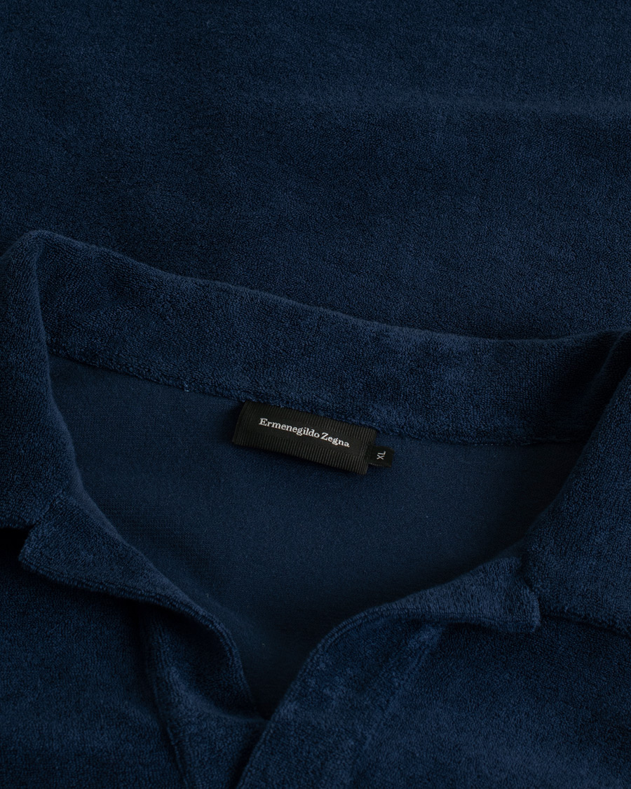 Uomini | Polo | Pre-owned | Ermenegildo Zegna Short Sleeve Terry Piquet Navy XL