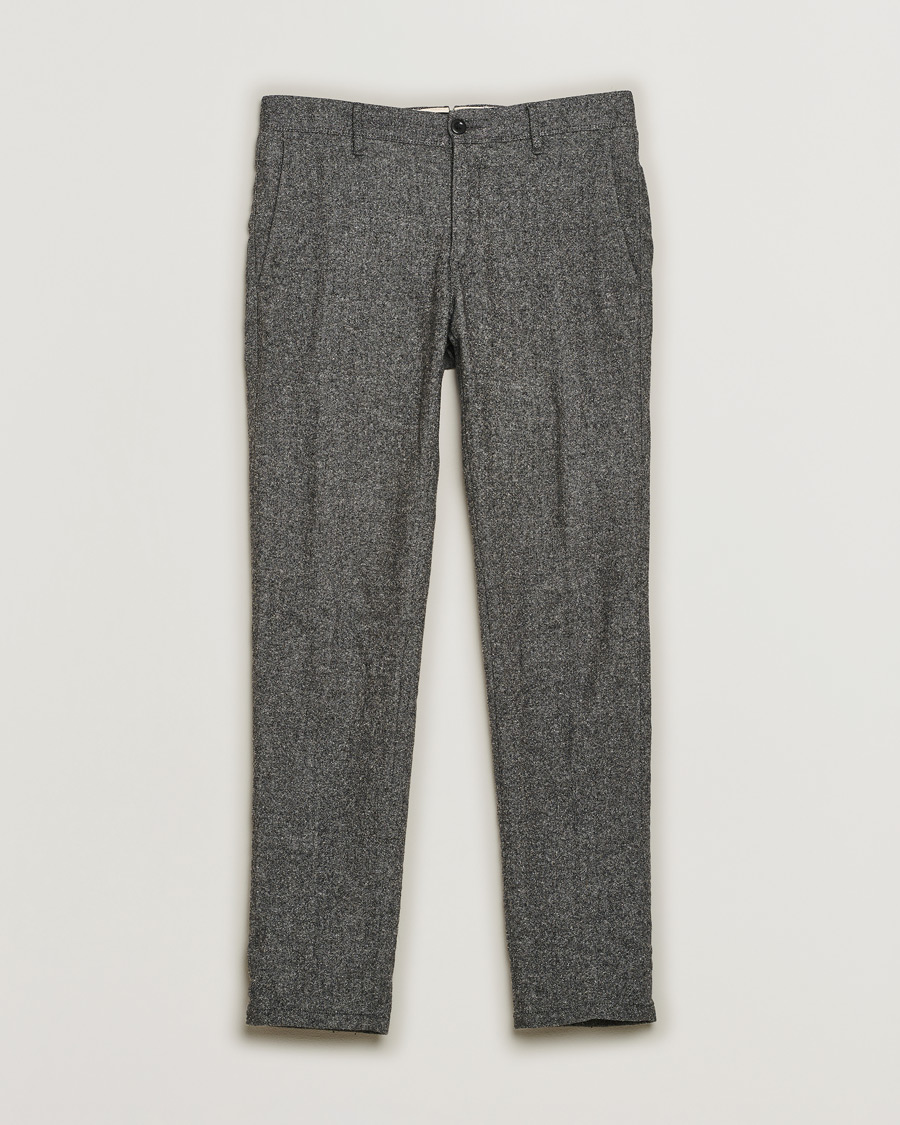 Uomini | Pantaloni | Pre-owned | Incotex Slim Fit Washed Wool/Silk Slacks Grey Melange