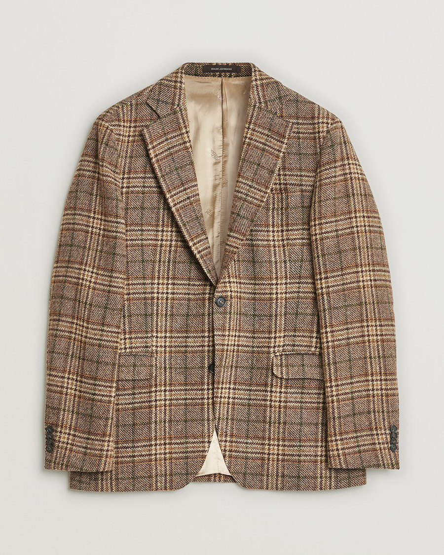 Uomini | Blazers | Pre-owned | Oscar Jacobson Fogerty Soft Checked Wool Blazer Brown