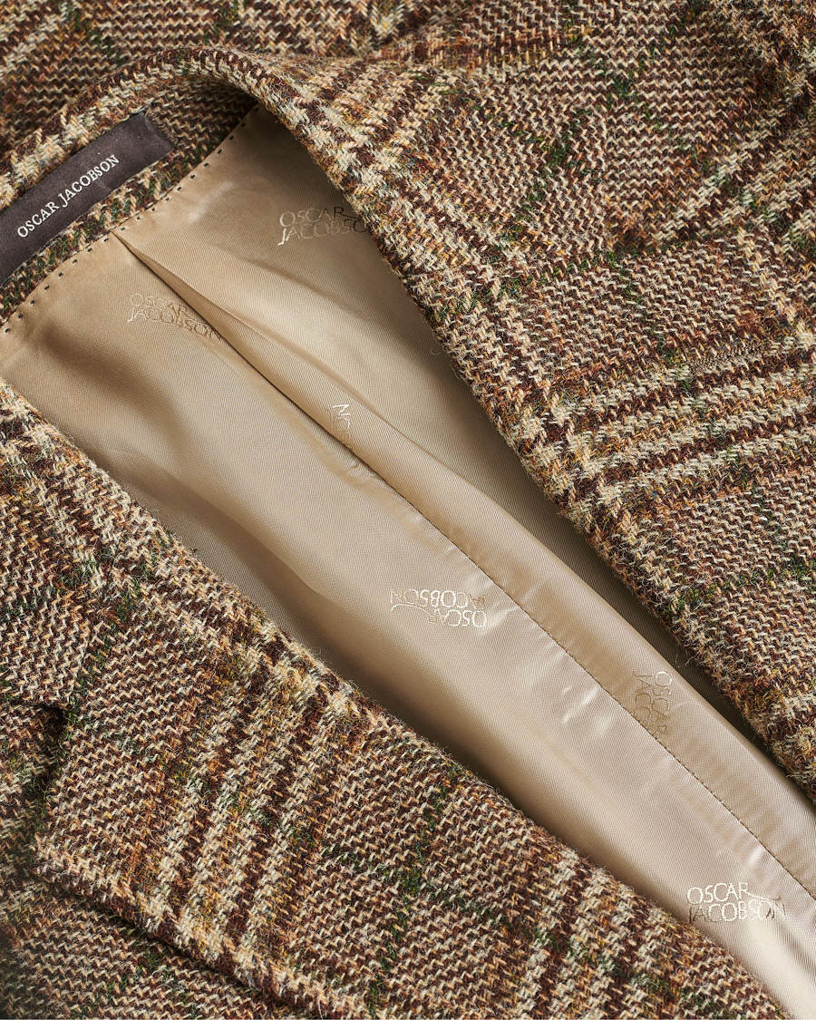 Uomini | Blazers | Pre-owned | Oscar Jacobson Fogerty Soft Checked Wool Blazer Brown
