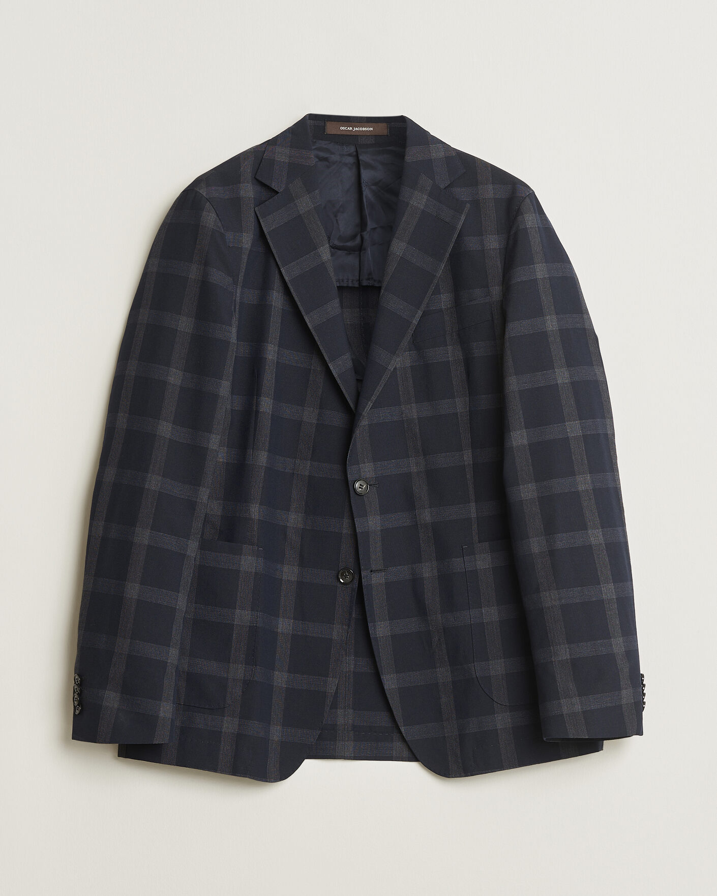 Uomini | Giacca da abito Pre-owned | Pre-owned | Oscar Jacobson Epic Checked Wool Blazer Blue 52