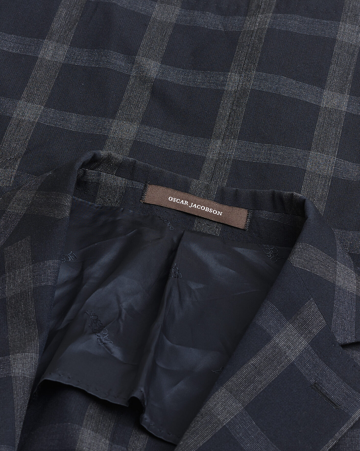 Uomini | Giacca da abito Pre-owned | Pre-owned | Oscar Jacobson Epic Checked Wool Blazer Blue 52