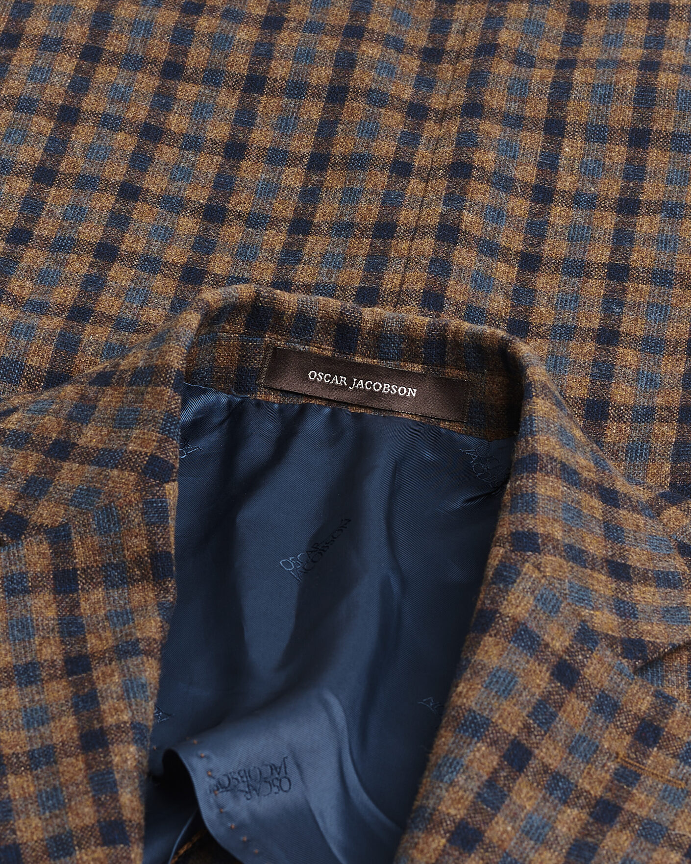 Uomini | Giacca da abito Pre-owned | Pre-owned | Oscar Jacobson Egel Checked Wool Blazer Brown 50