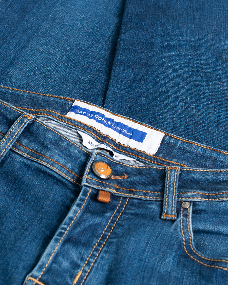 Uomini | Jeans | Pre-owned | Jacob Cohën Nick Slim Fit Stretch Jeans Mid Blue