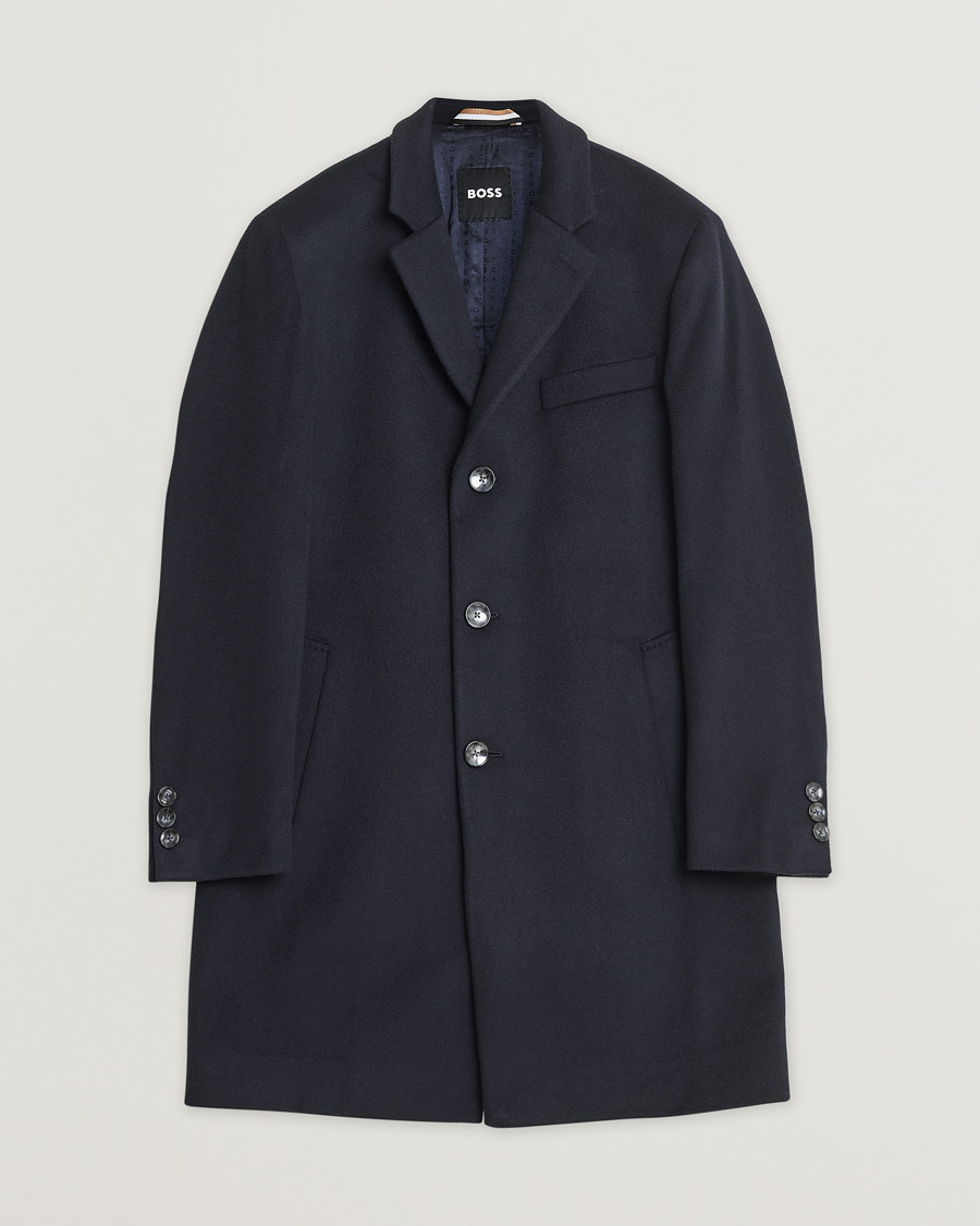 Uomini | BOSS BLACK Hyde Wool/Cashmere Coat Dark Blue | Pre-owned | BOSS BLACK Hyde Wool/Cashmere Coat Dark Blue