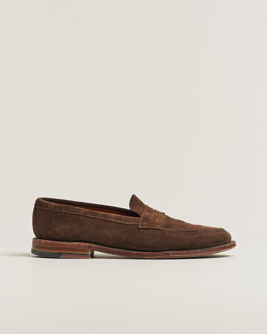 Uomini | Alden 6245F Unlined Leisure Handsewn Penny Loafer Dark Brown Suede US10 - EU44 | Pre-owned | Alden 6245F Unlined Leisure Handsewn Penny Loafer Dark Brown Suede US10 - EU44