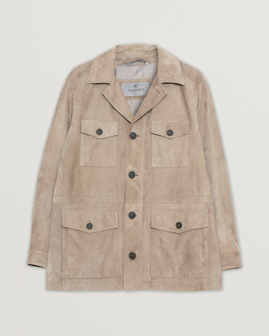 Uomini | Giacche | Pre-owned | Canali Suede Safari Jacket Beige 50