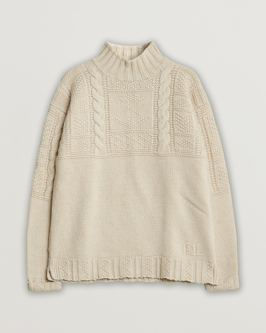 Uomini | Polo Ralph Lauren Wool Knitted Aran Rollneck Cream | Pre-owned | Polo Ralph Lauren Wool Knitted Aran Rollneck Cream