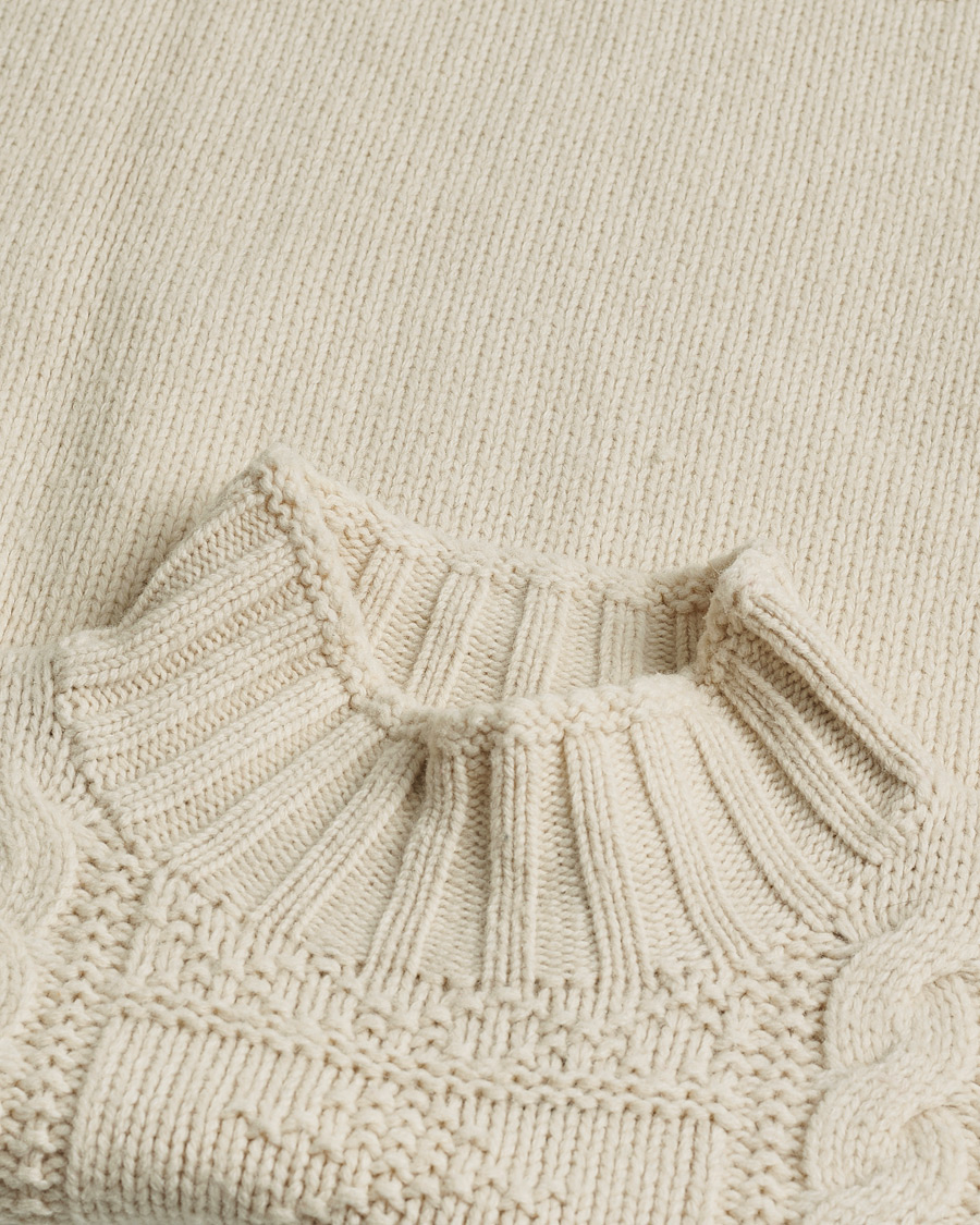Uomini | Polo Ralph Lauren Wool Knitted Aran Rollneck Cream | Pre-owned | Polo Ralph Lauren Wool Knitted Aran Rollneck Cream