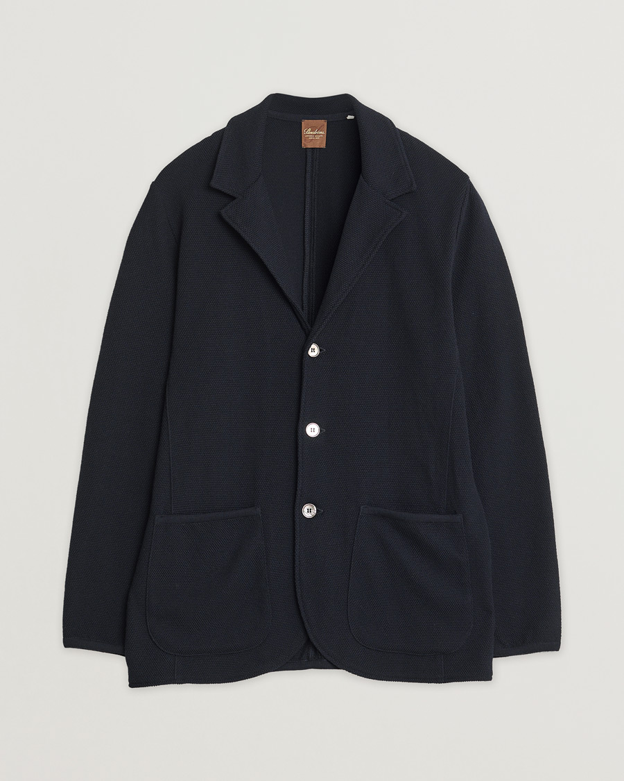 Uomini | Stenströms Merino Wool Texture Knitted Blazer Navy L | Pre-owned | Stenströms Merino Wool Texture Knitted Blazer Navy L
