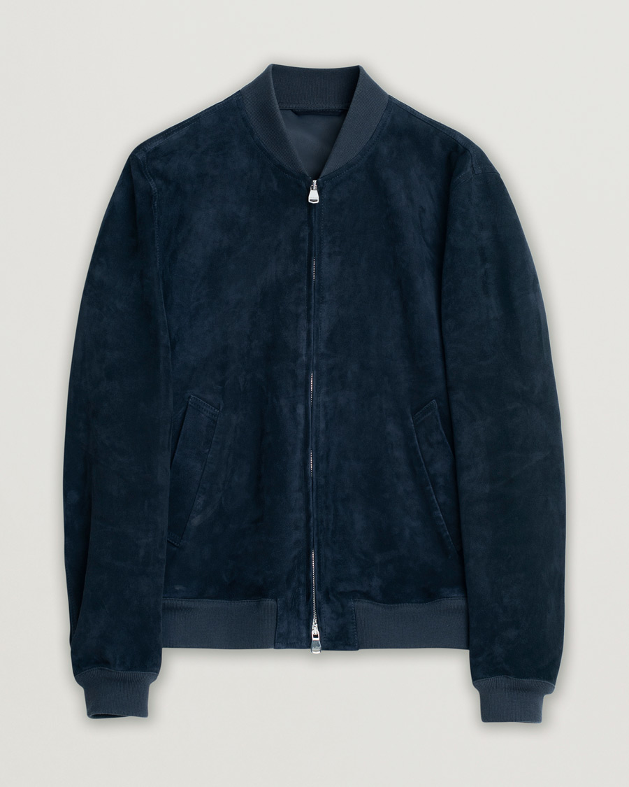 Uomini | Giacche | Pre-owned | Valstar Zip Suede Jacket Navy