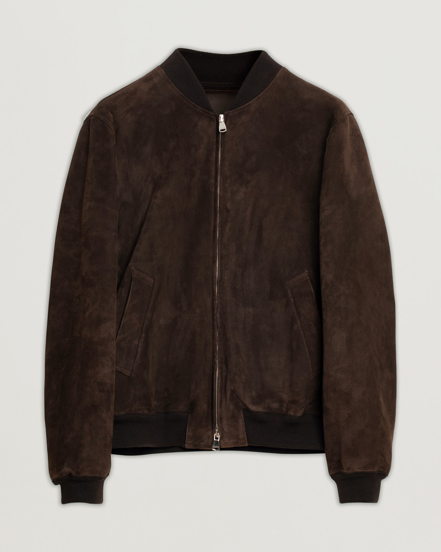 Uomini | Giacche | Pre-owned | Valstar Zip Suede Jacket Dark Brown