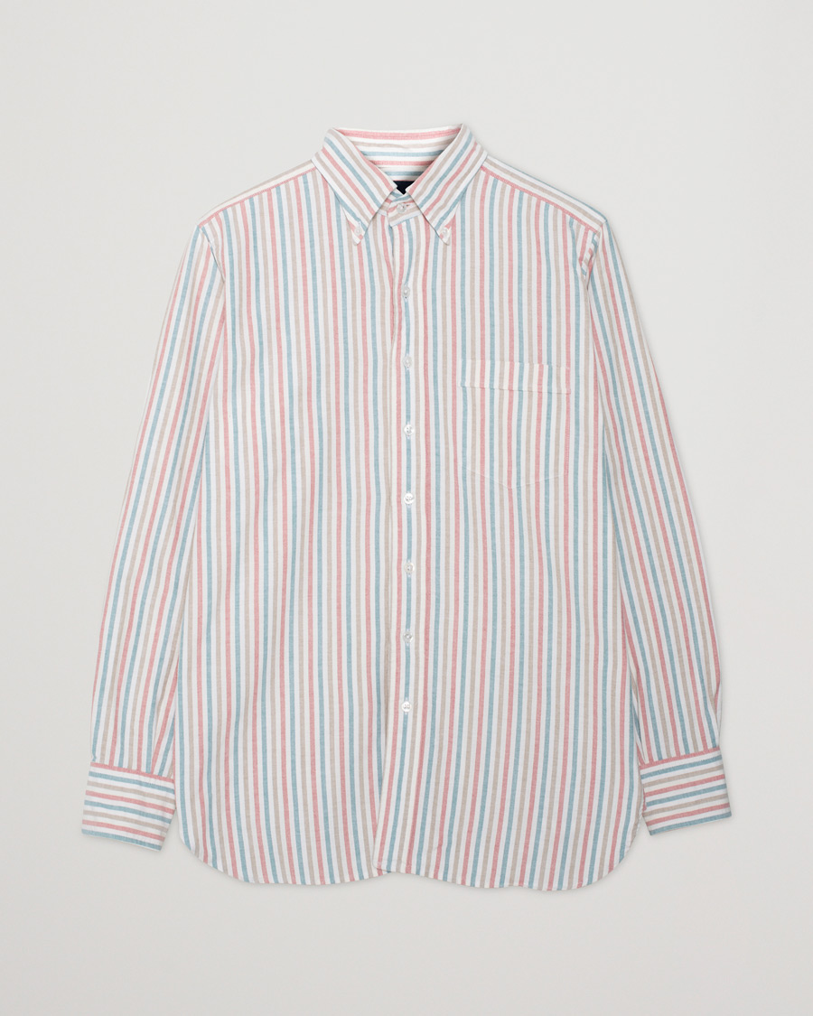Uomini | Camicie | Pre-owned | Drake's Thin Tripple Stripe Oxford Shirt White