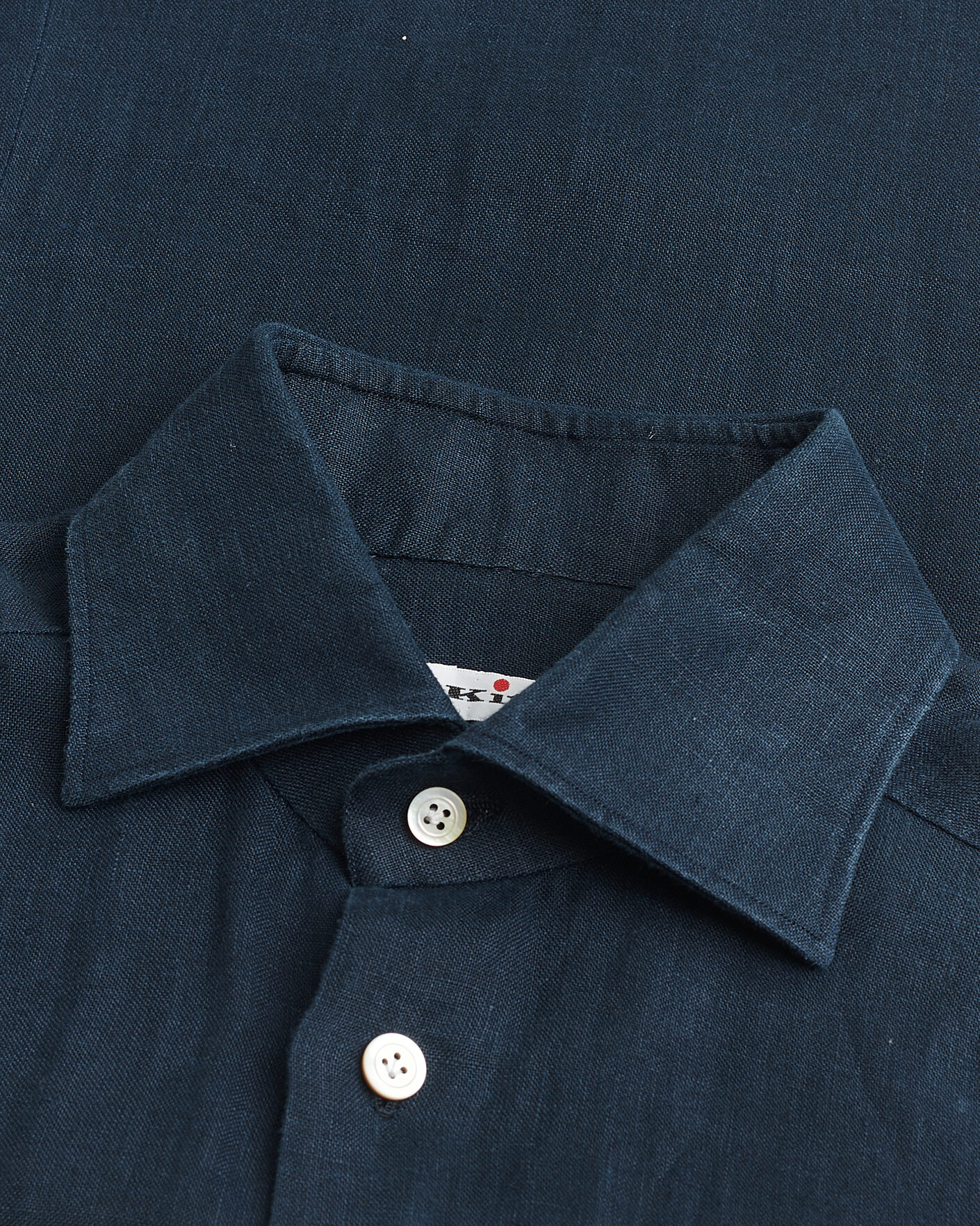 Uomini | Camicie Pre-owned | Pre-owned | Kiton Linen Sport Shirt Navy 38 - S