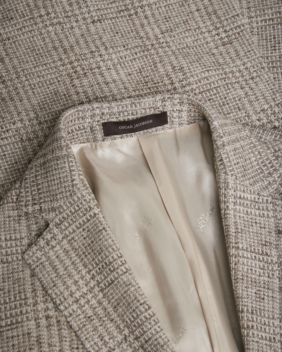 Uomini | Blazers | Pre-owned | Oscar Jacobson Jan Soft Checked Cotton/Linen Blazer Grey 152