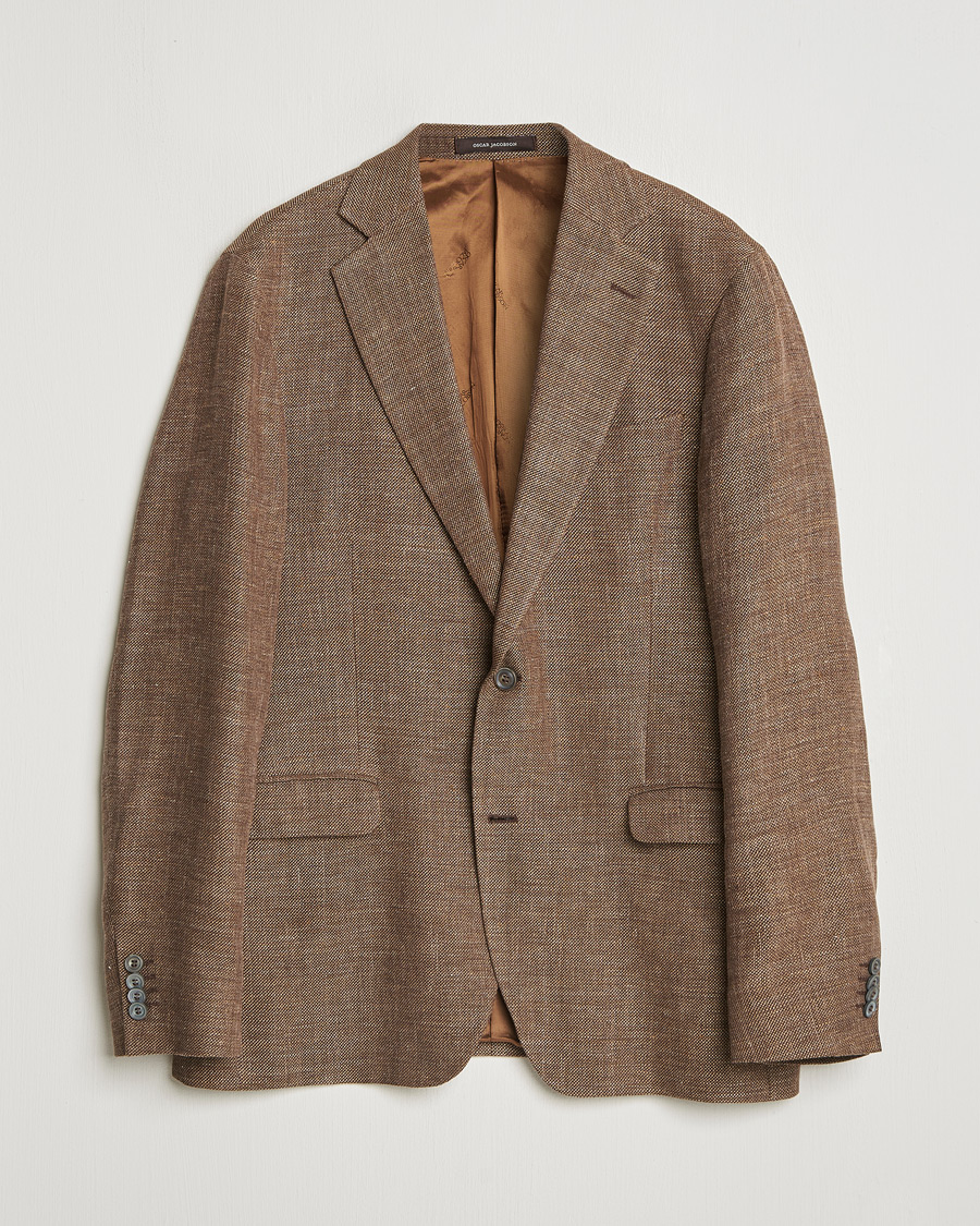 Uomini | Blazers | Pre-owned | Oscar Jacobson Ego Linen/Wool Blazer Brown 52