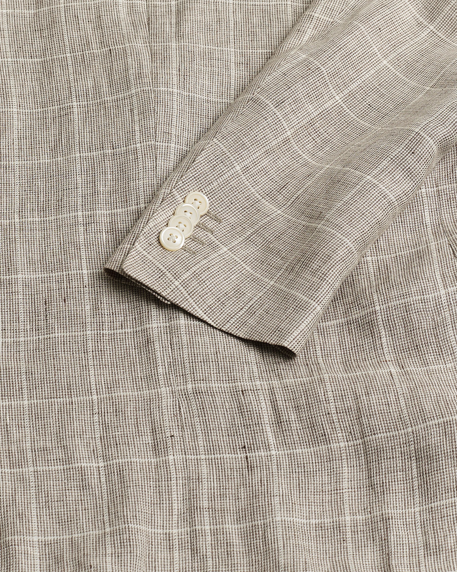Uomini | Giacca da abito Pre-owned | Pre-owned | Corneliani Linen Blazer Light Beige Check 48